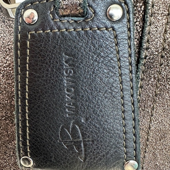 B. Makowsky Metallic Bronze Leather Large Hobo Shoulder Bag with Studded Handle - Picture 12 of 16